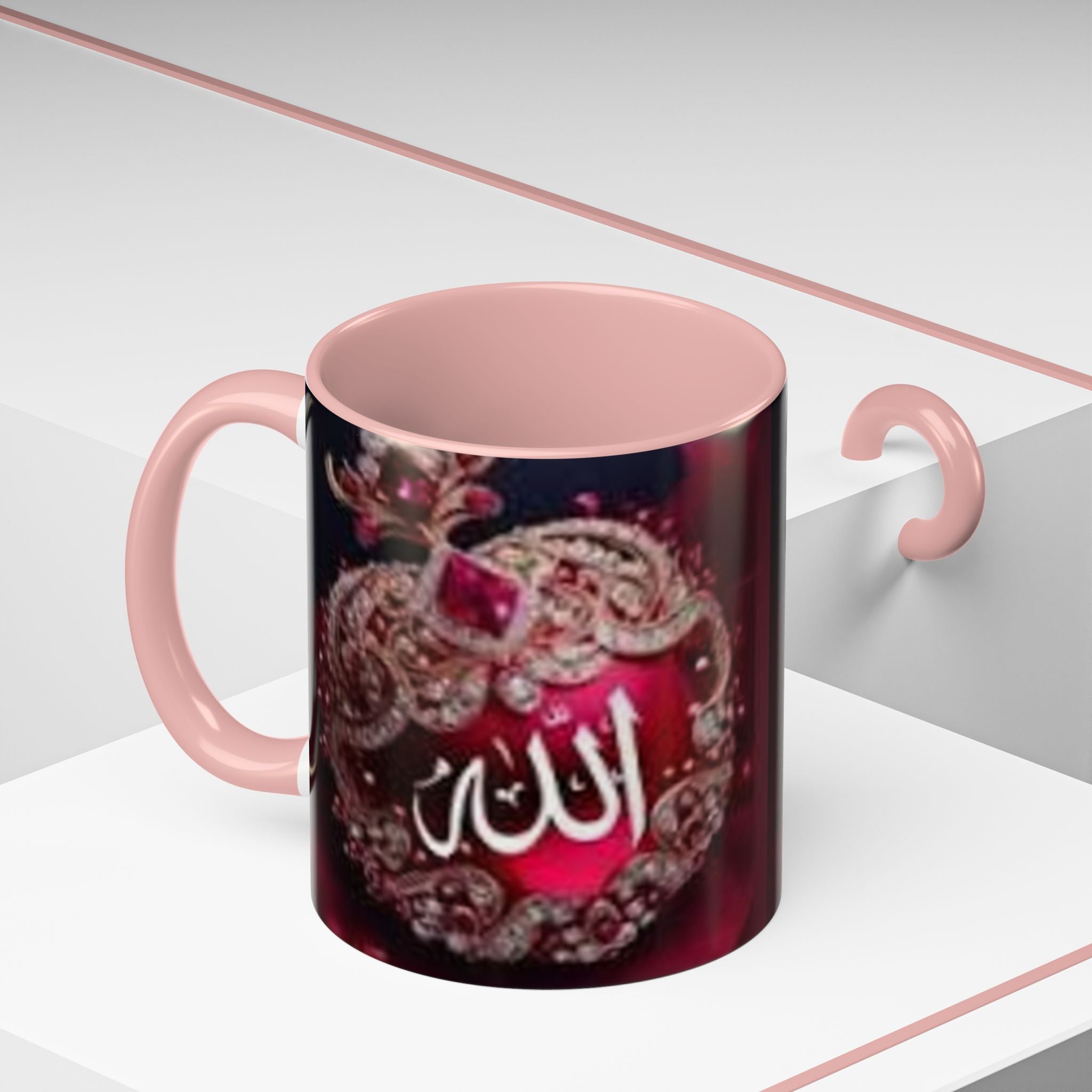 Arabic Calligraphy 'Allah' Ornament Accent Coffee Mug | Islamic Faith Mug