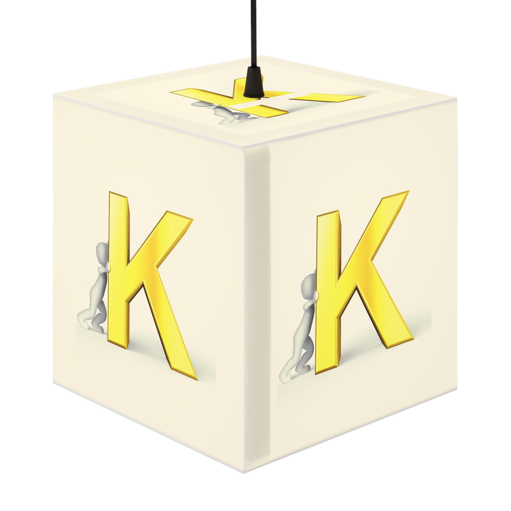 Golden Letter K Light Cube Lamp | Initial Monogram Pendant Light