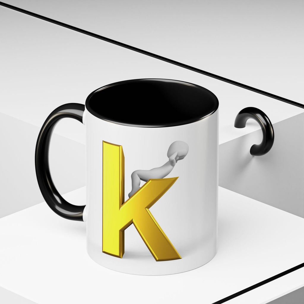 Tasse à café avec lettre K dorée | Tasse à anse colorée 325 ml ou 443 ml