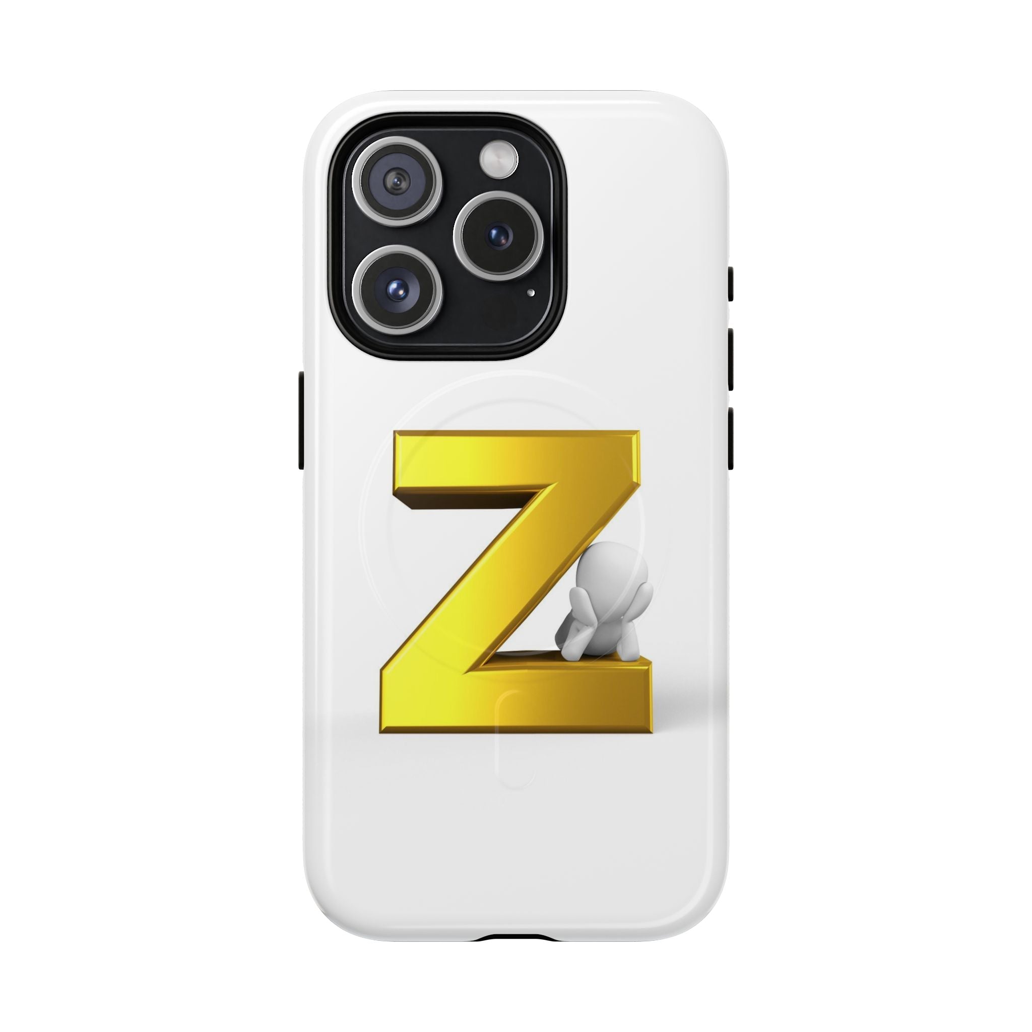 Coque de Téléphone Lettre Z Or 3D | Coque Magnétique Robuste, Initiale Monogramme