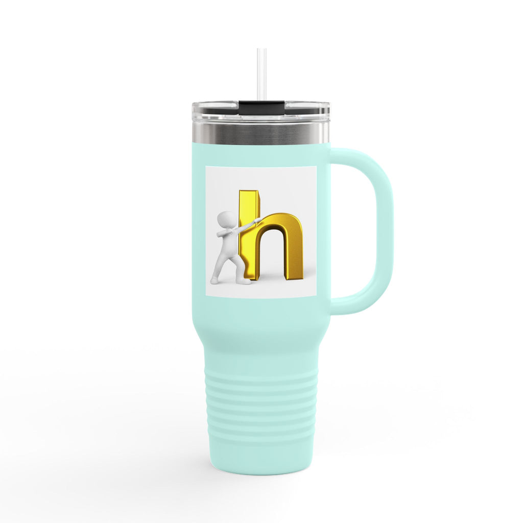 3D Gold Letter H with Figure | Travel Mug