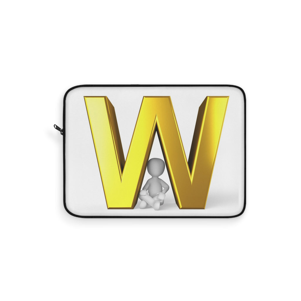 Gold Letter W Laptop Sleeve | Initial Monogram, Alphabet Design