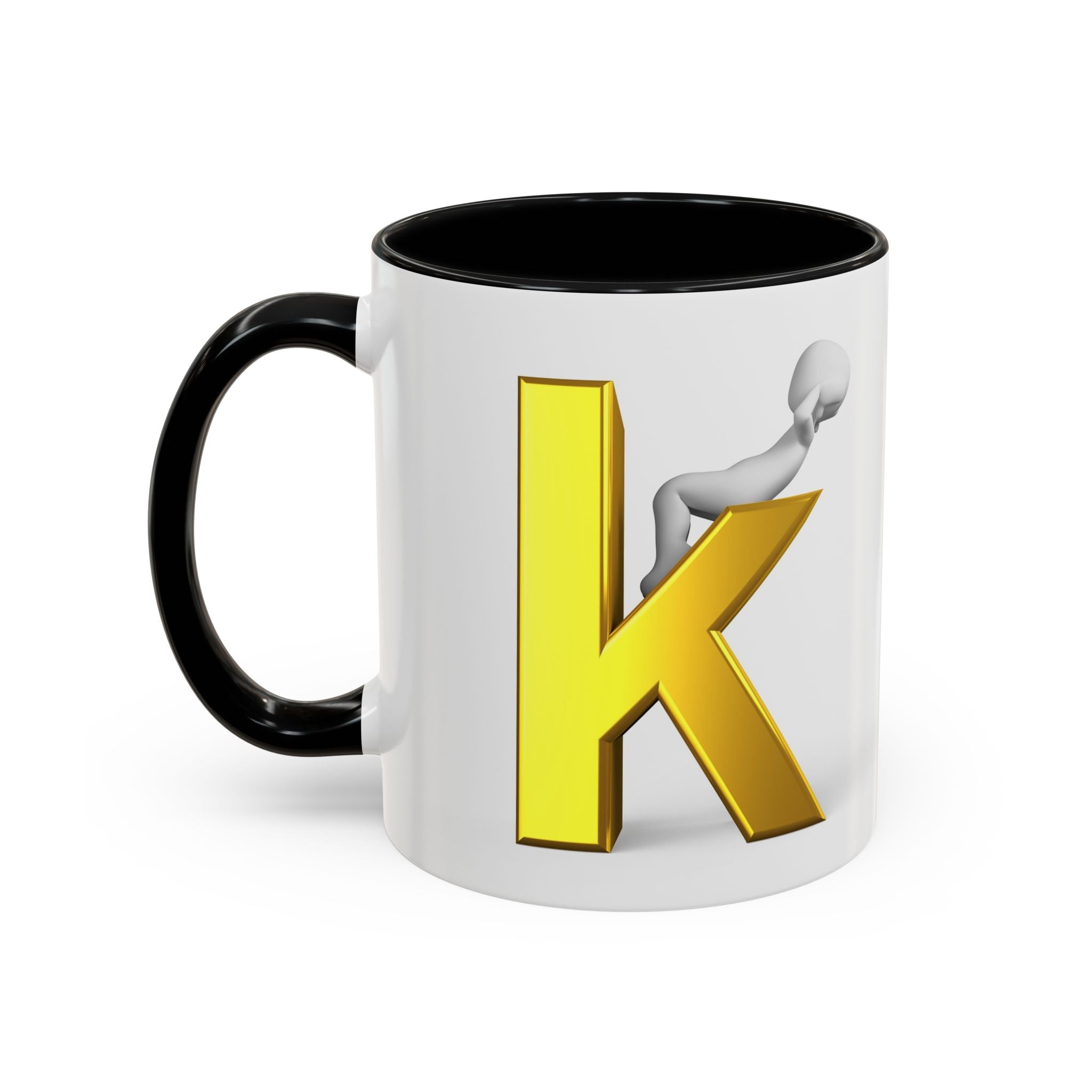Tasse à café avec lettre K dorée | Tasse à anse colorée 325 ml ou 443 ml