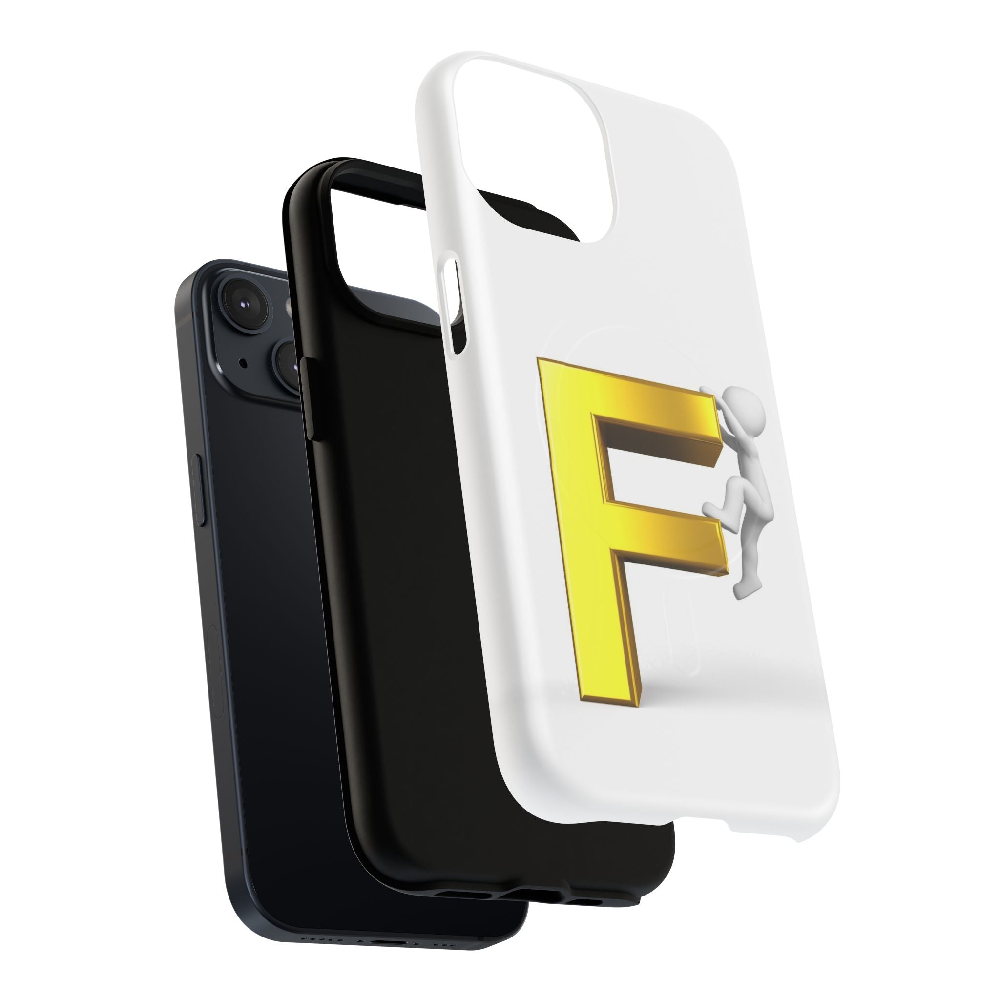 3D Gold Letter F Climber Phone Case | Magnetic Tough Case
