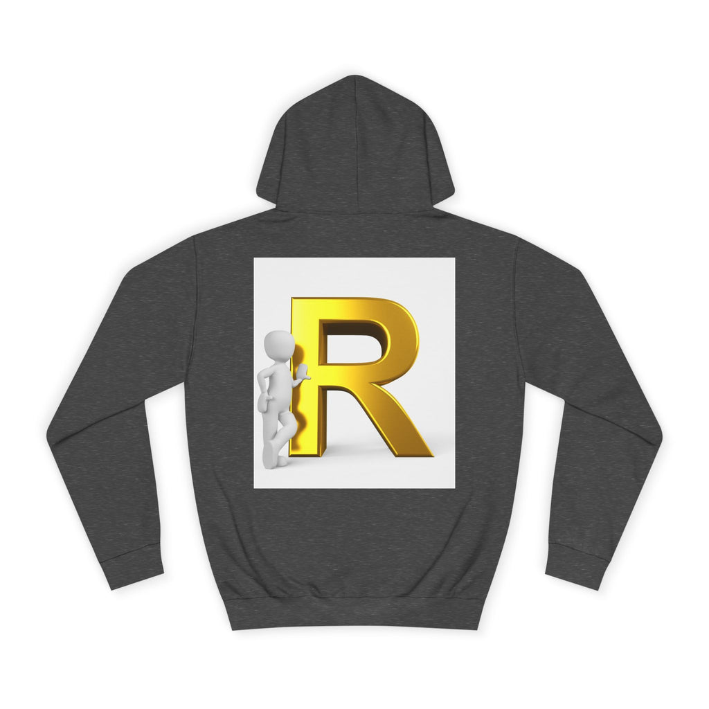 Gold Letter R Hoodie | 3D Character Leaning on R