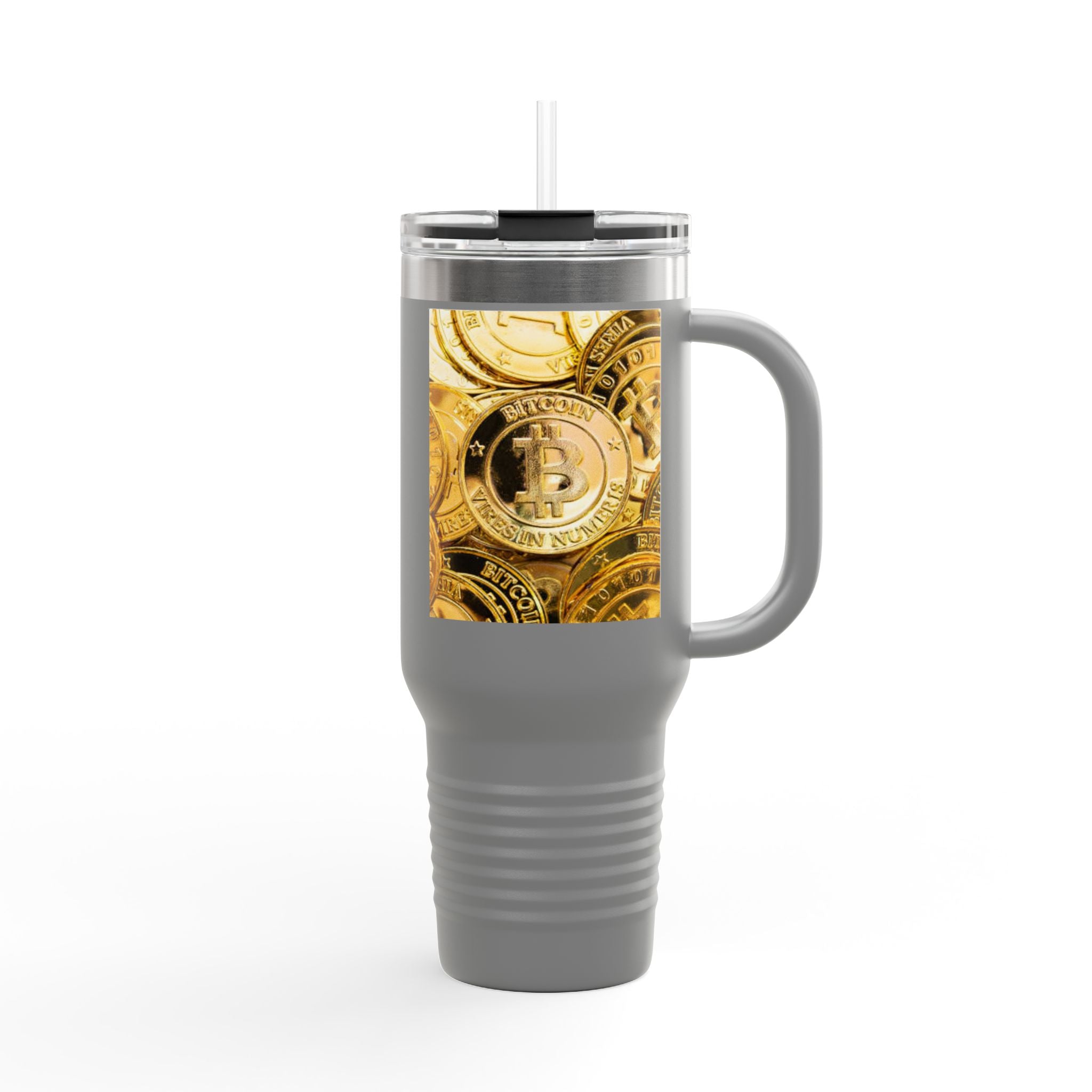 Bitcoin Coin Pattern Travel Mug | 40 oz Insulated Tumbler