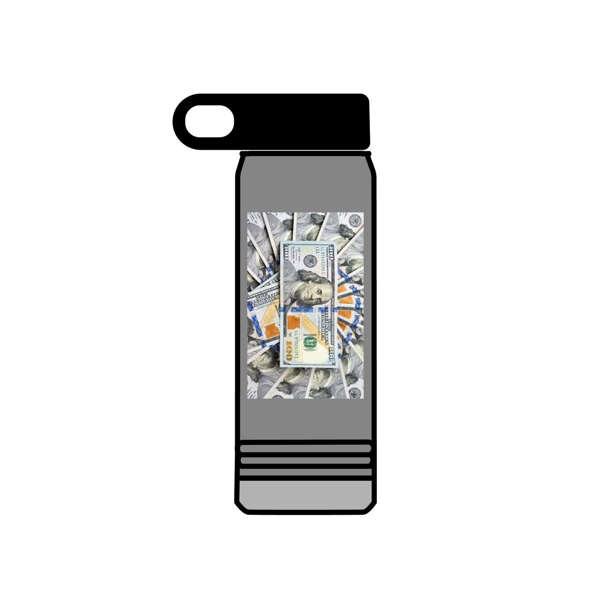 Stack of Hundred Dollar Bills Water Bottle | Money Graphic 20oz