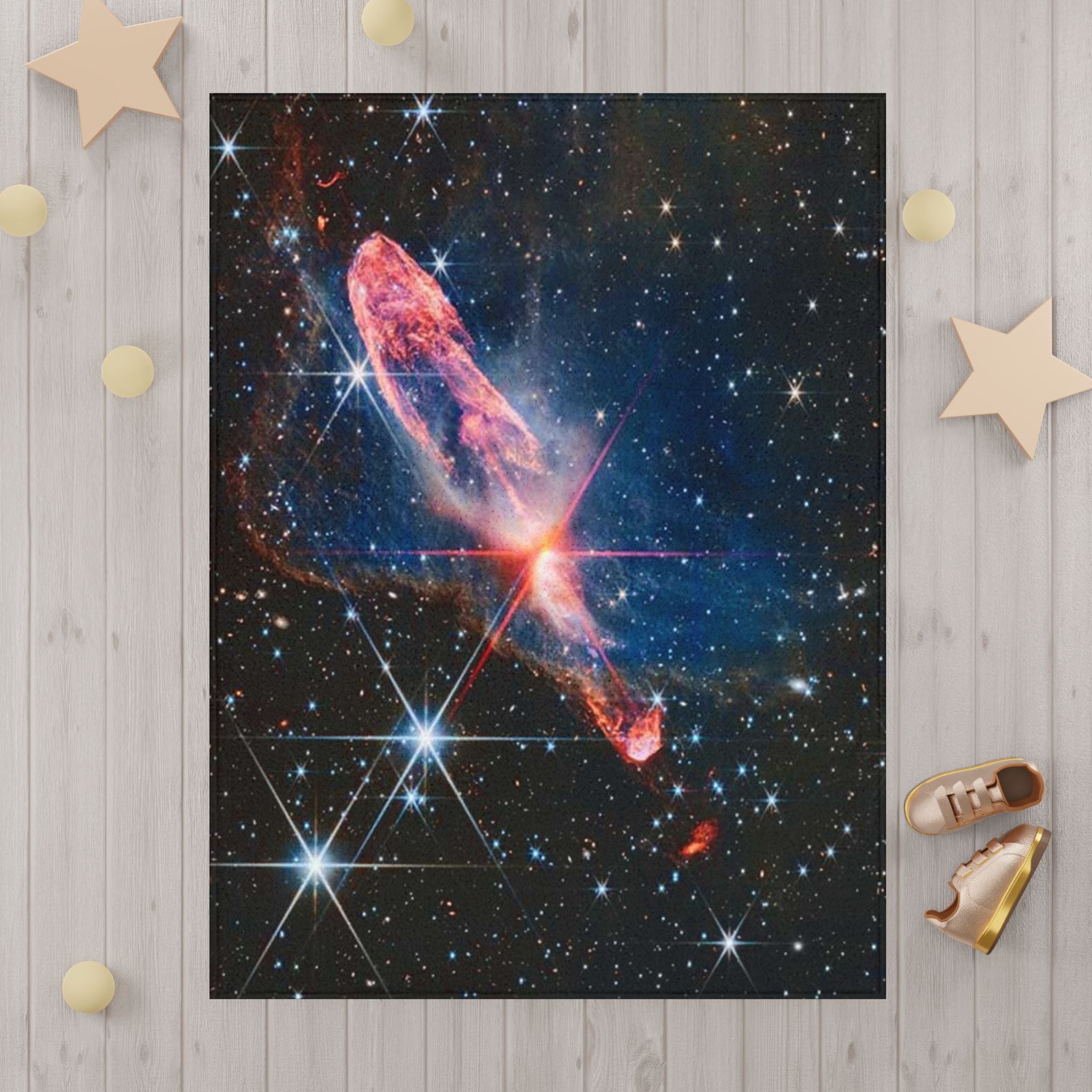 Cosmic Nebula Space Scene Toddler Blanket | Galaxy Stars Astronaut Theme