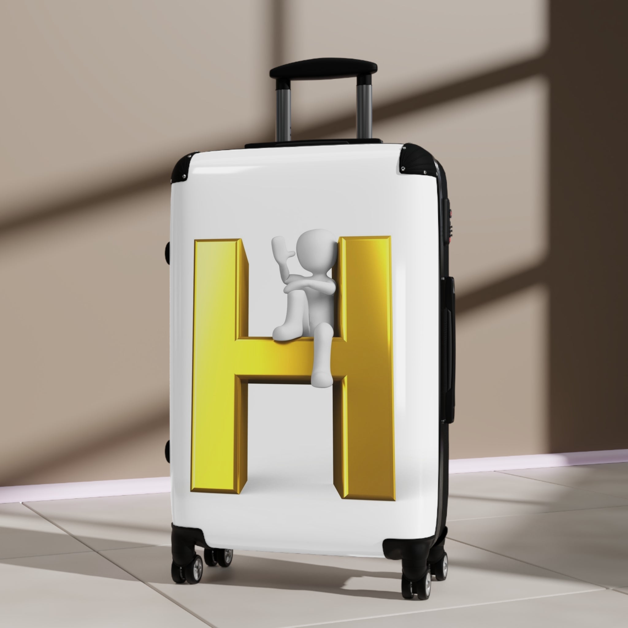 3D Gold Letter H Climber Suitcase | Hard Shell Luggage