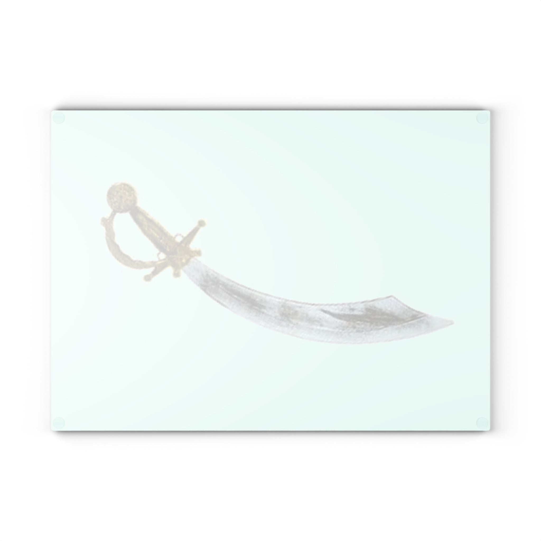 Watercolor Scimitar Sword Glass Cutting Board | Nautical Pirate Kitchen Decor