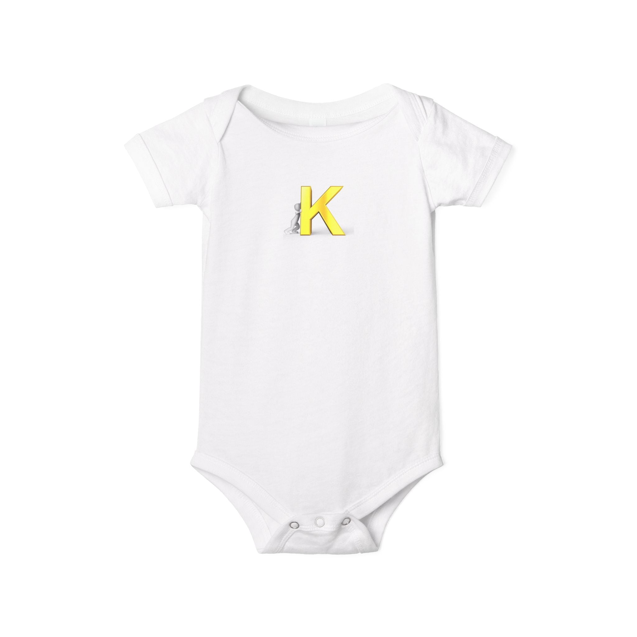 Body bébé monogramme lettre K jaune | Grenouillère bébé initiale