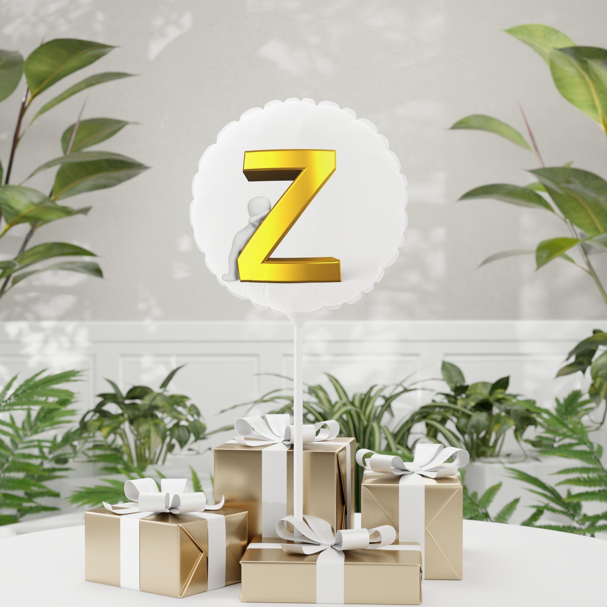 Gold 3D Letter Z Balloon 11" Round Foil