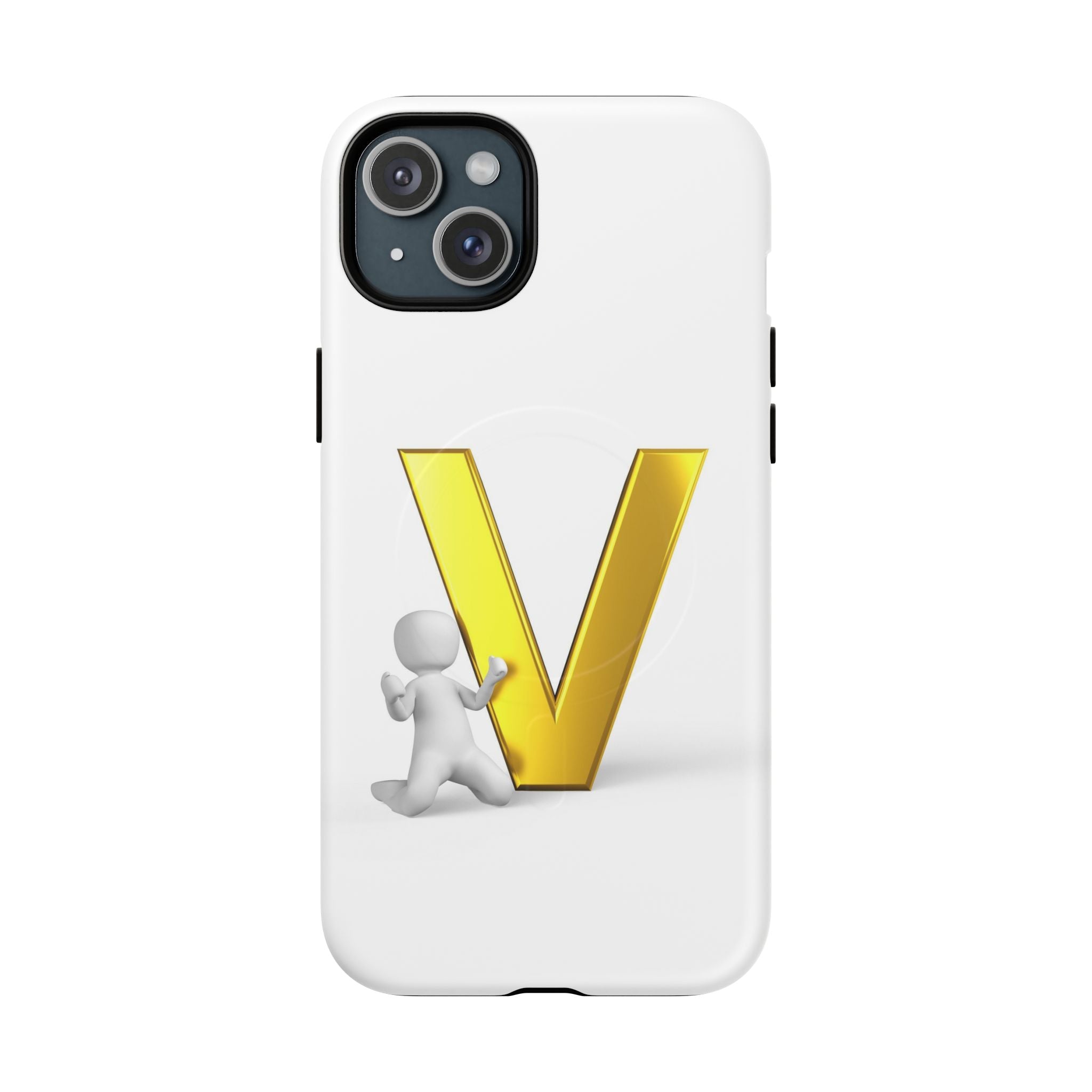 Coque de téléphone à monogramme lettre V dorée | Coque magnétique résistante