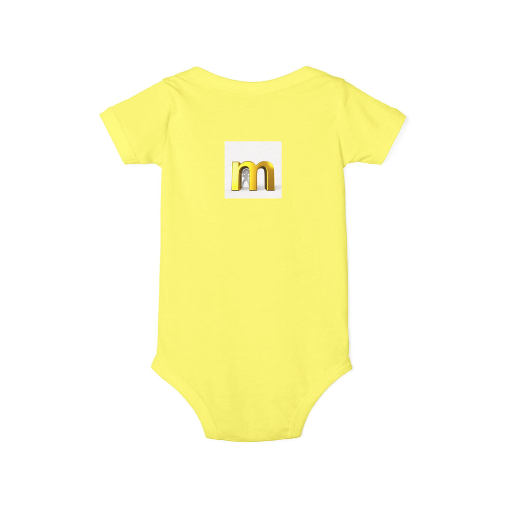 Gold Letter M Infant Onesie | Baby Bodysuit Monogram Initial