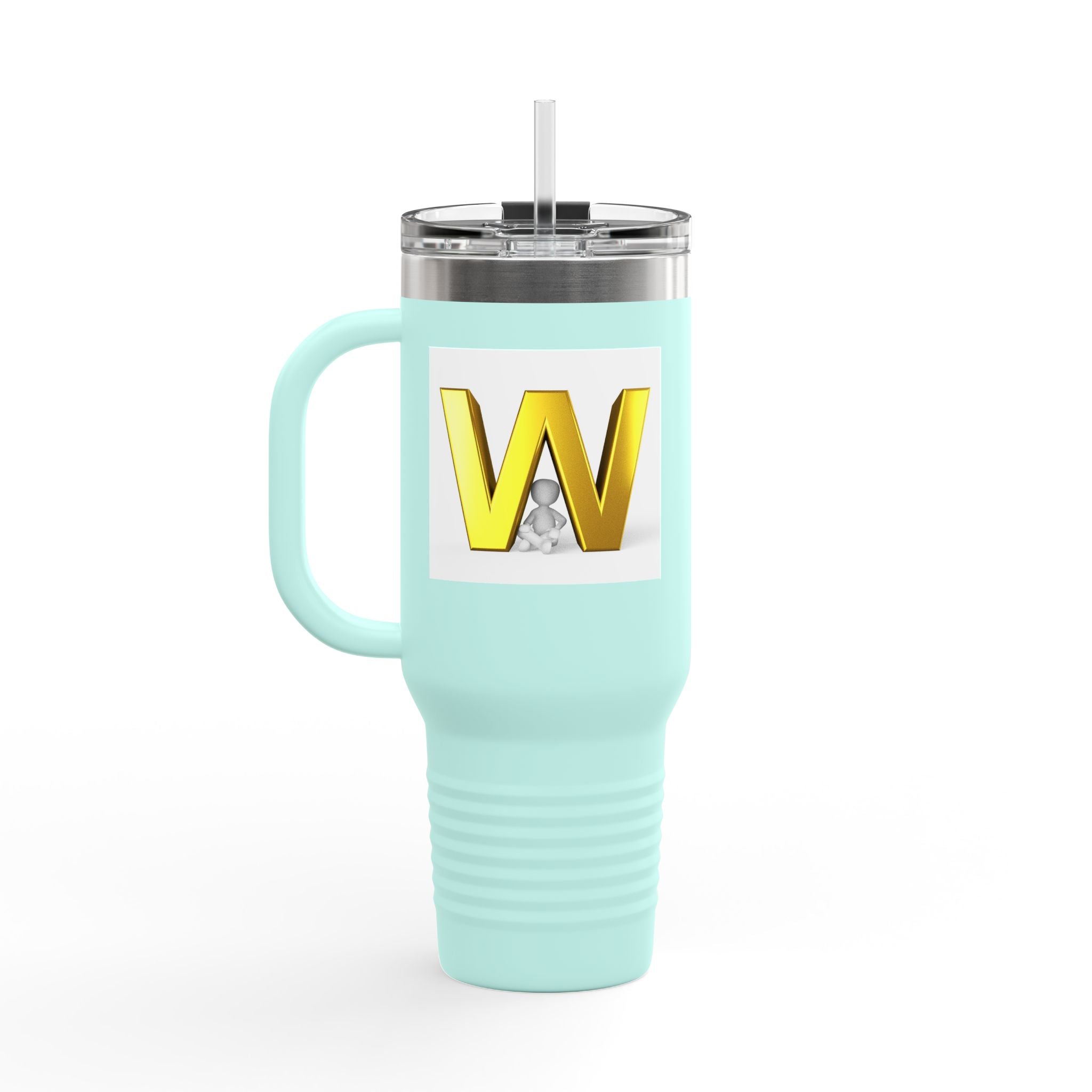 Gold 3D Letter W insulated travel mug 40oz | Monogram Initial Tumbler