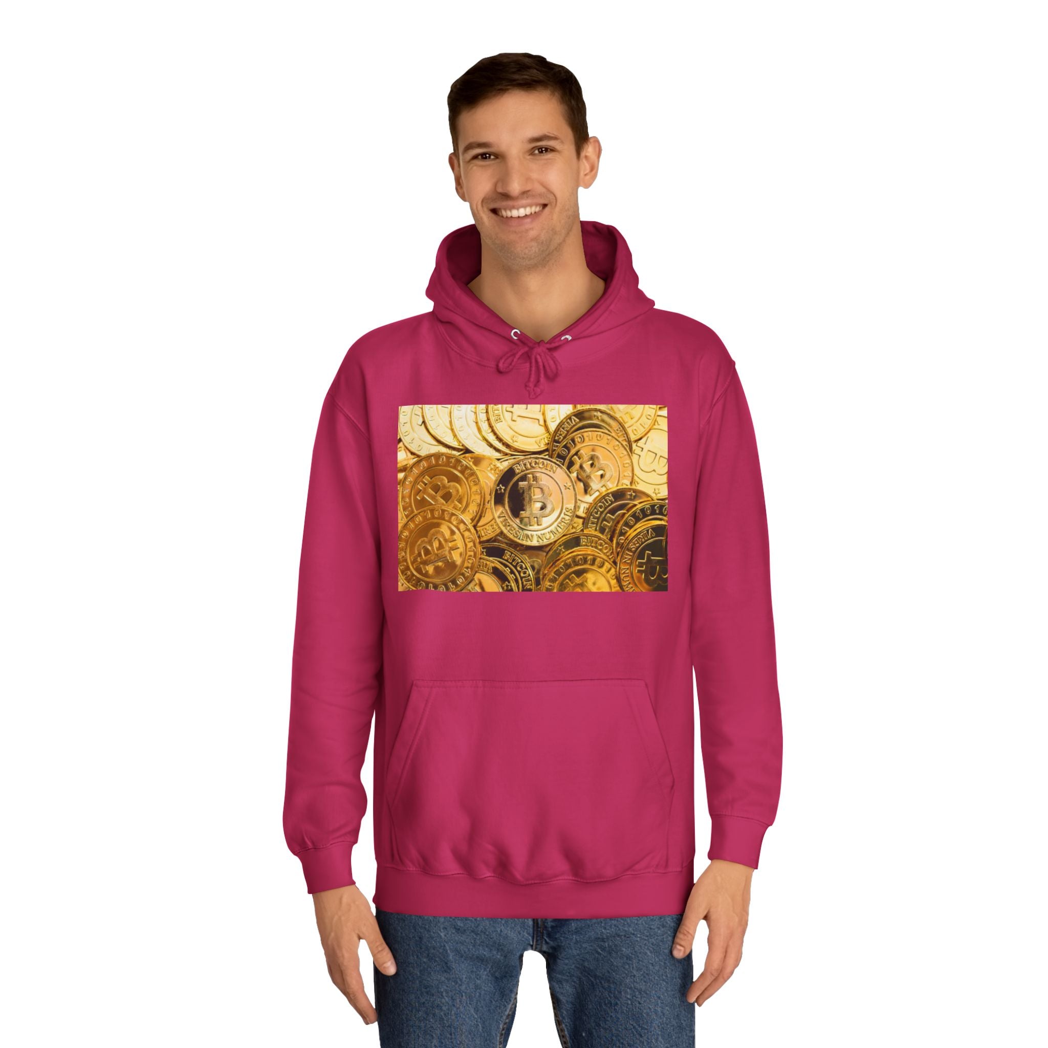 Golden Bitcoin Coins Hoodie | Crypto Cryptocurrency Crypto Art, Digital Currency Apparel