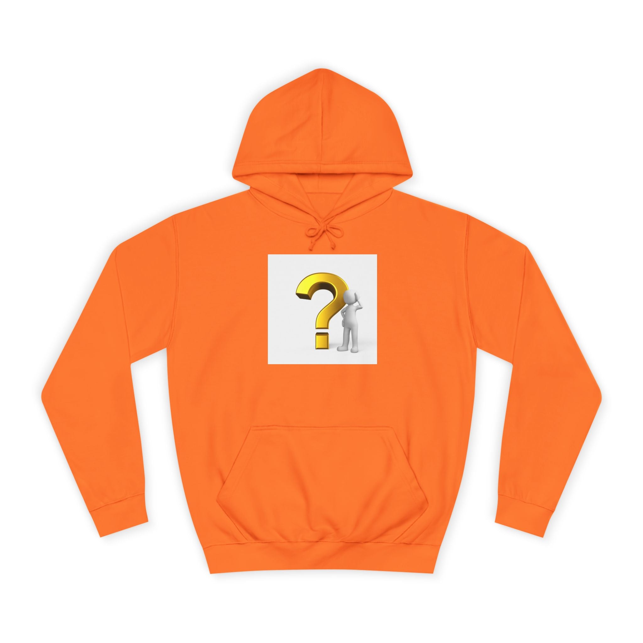 Gold Question Mark with Thinking Figure Hoodie | Mystery Design, Minimalist