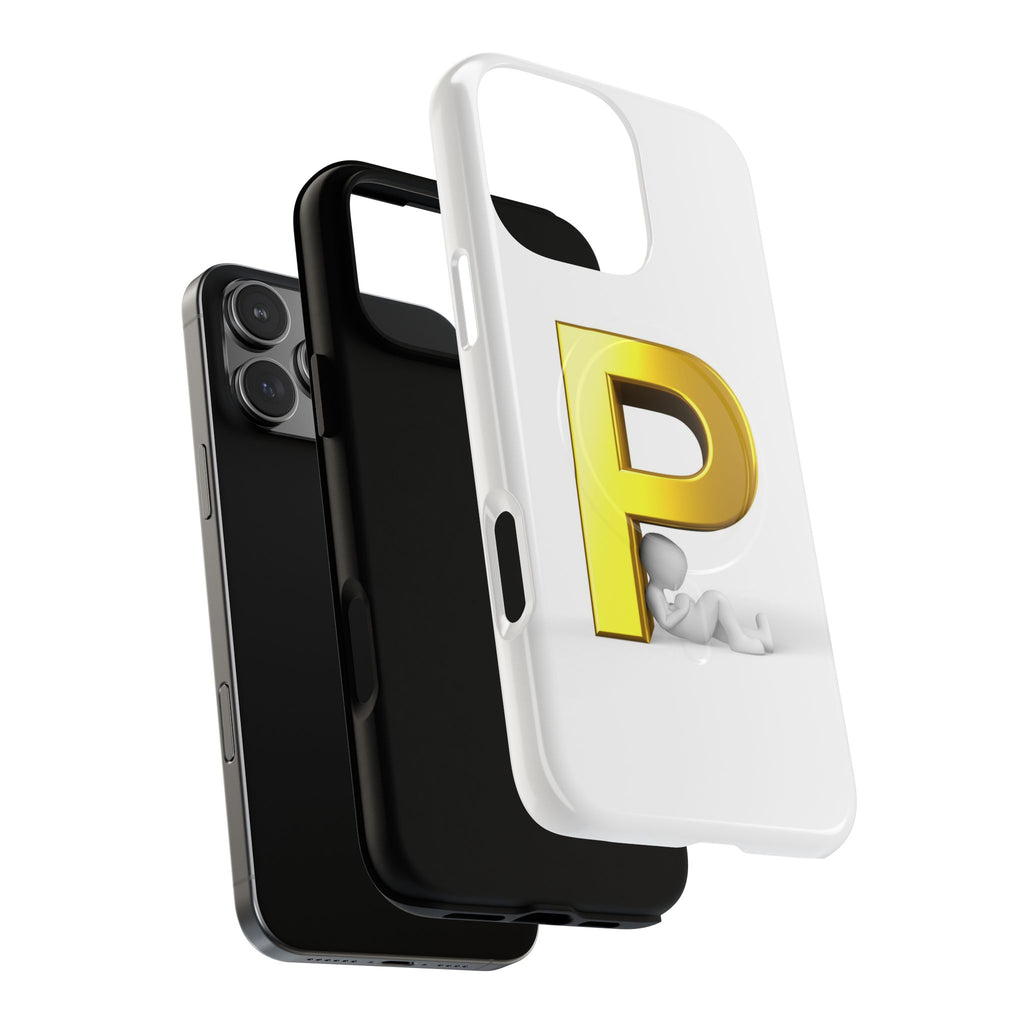 Gold Letter P Monogram Phone Case | Tough Magnetic Case