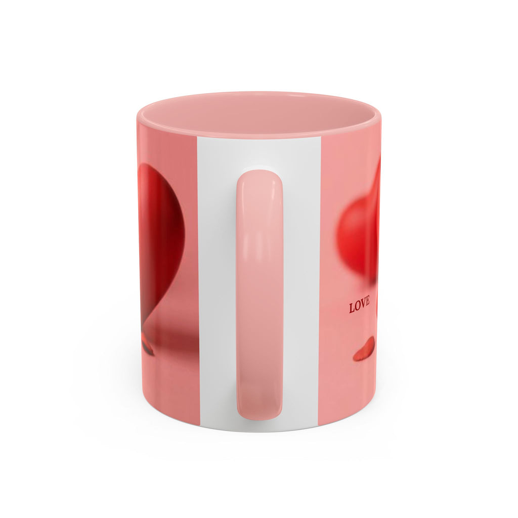 Red Heart Love Design Accent Coffee Mug | Valentine Heart Ceramic Mug