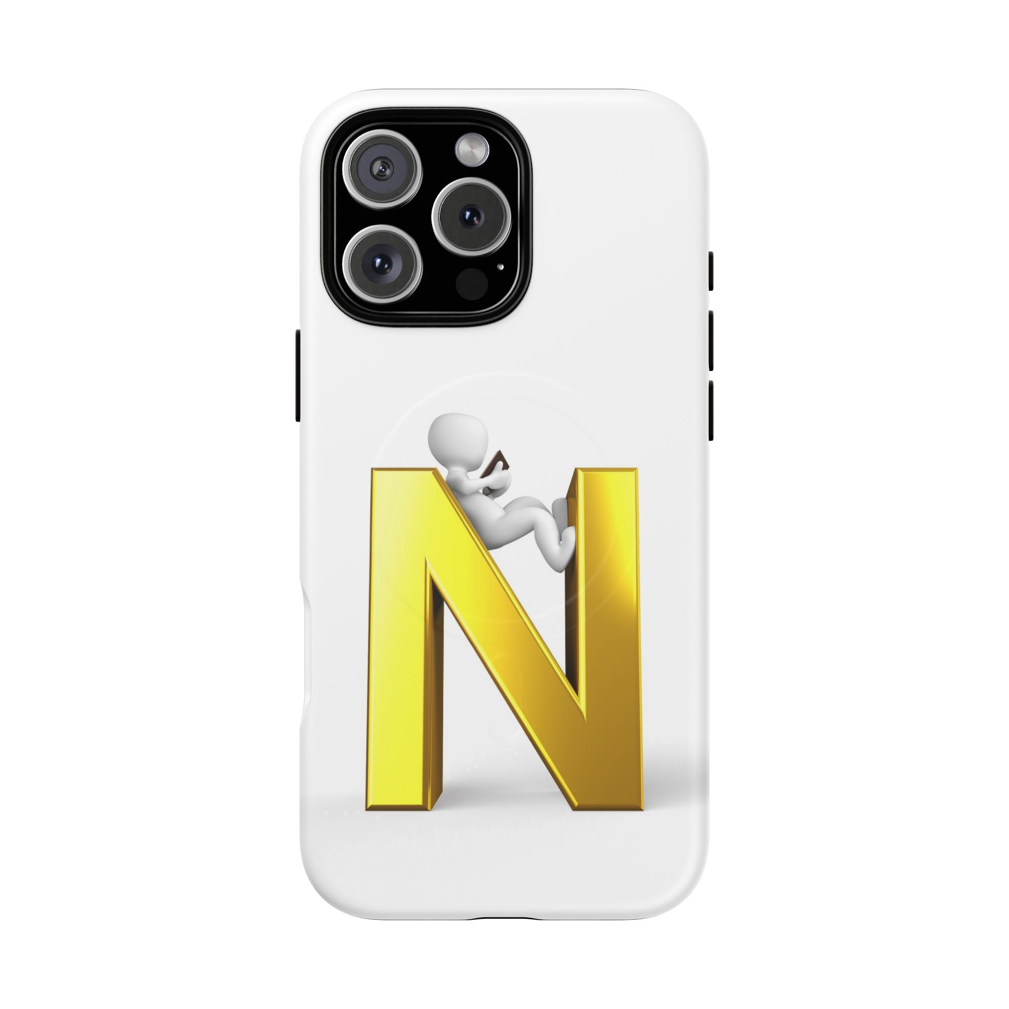 Coque de téléphone en or, lettre N, figure 3D | Coque magnétique robuste