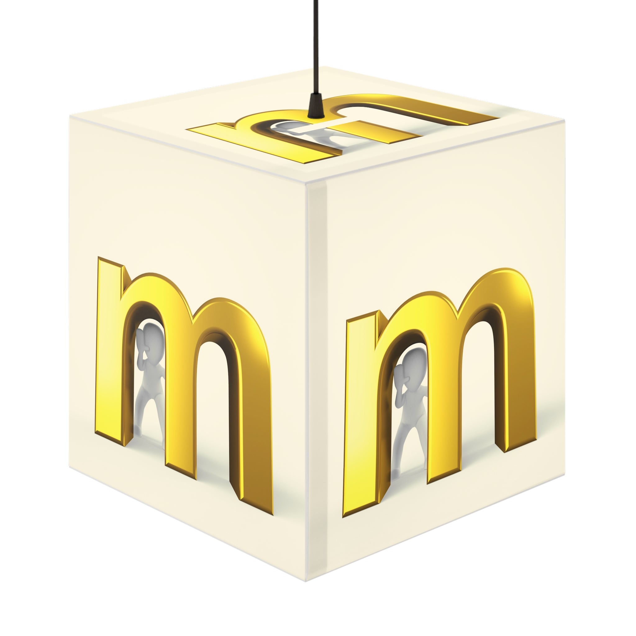 Lampe cube lumineux lettre M dorée | Veilleuse Monogramme, Décor Alphabet Moderne
