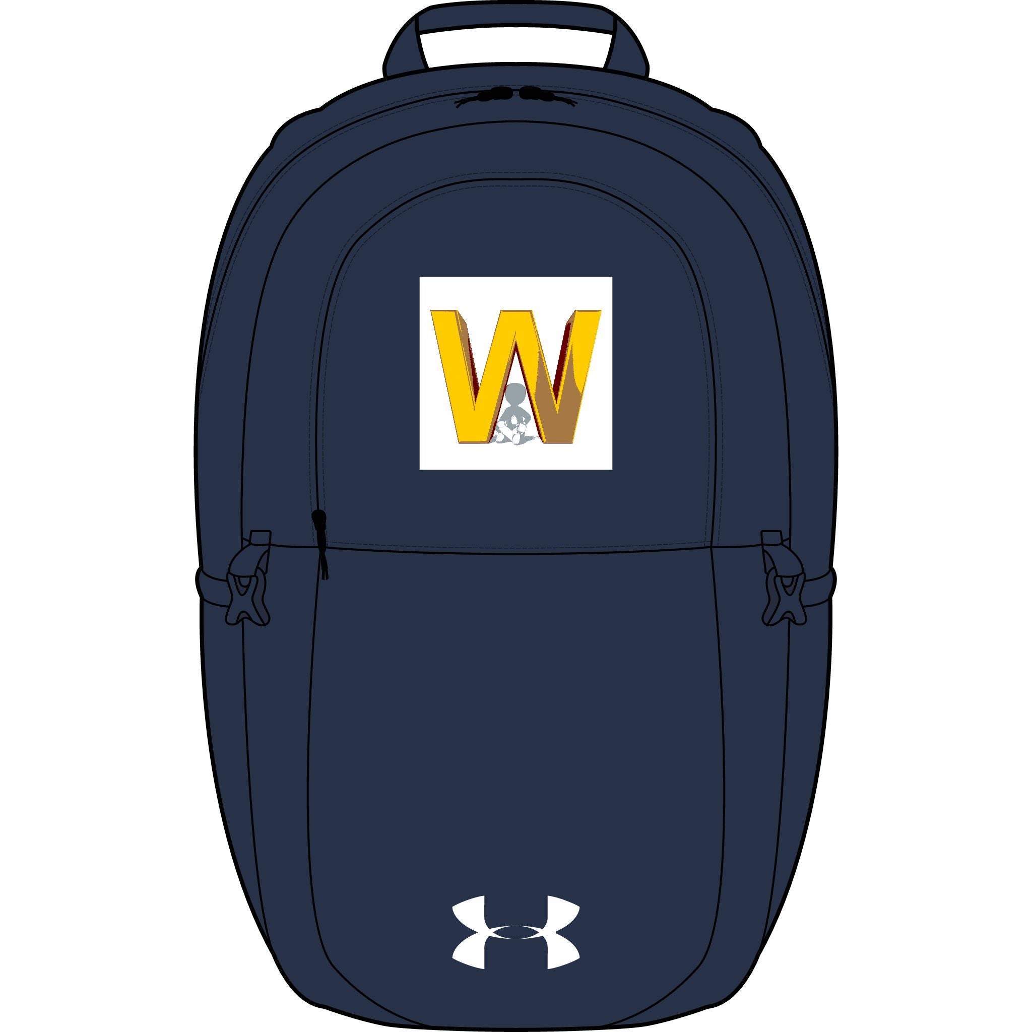 Gold W Letter with Mountain Patch Backpack | Embroidered