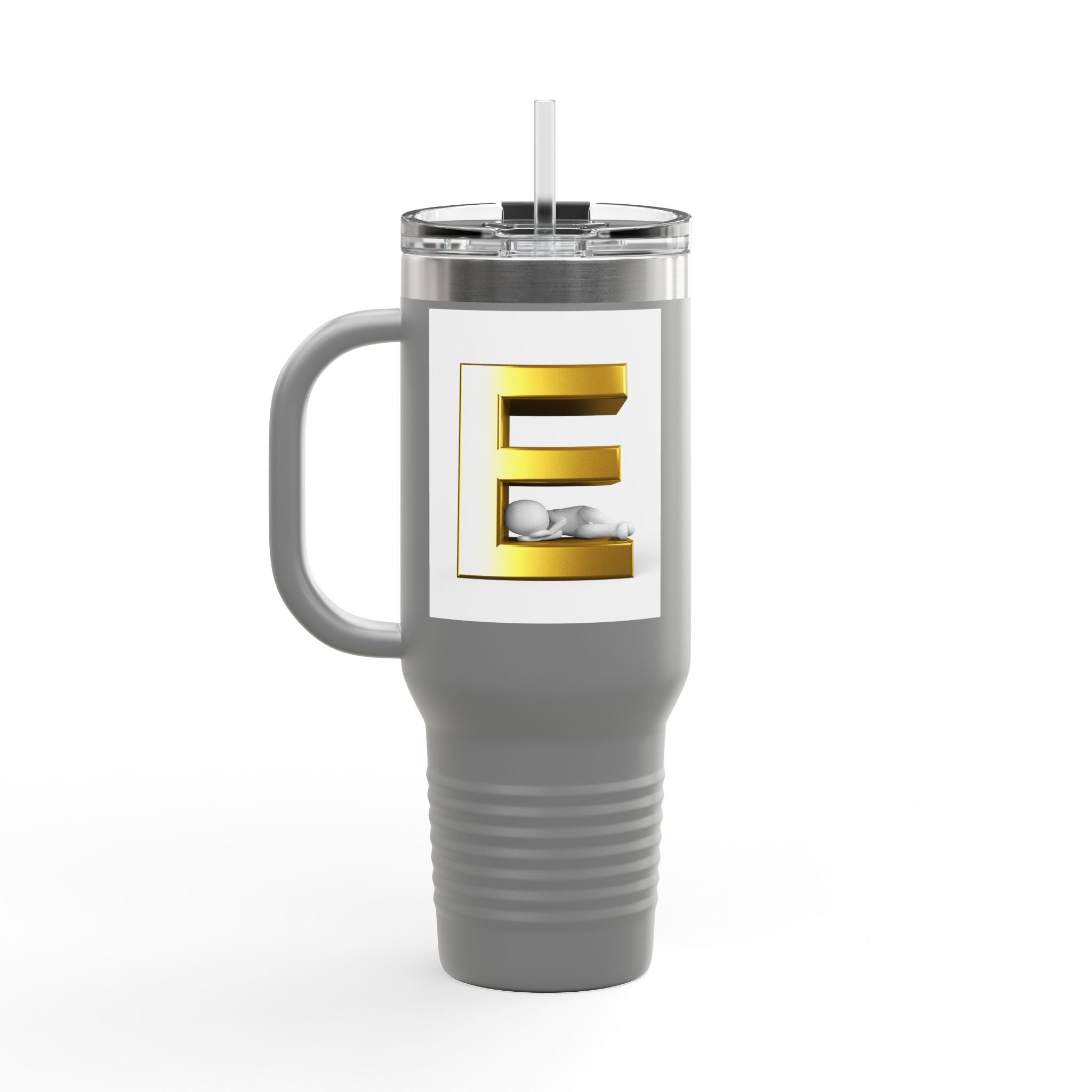 Gold Letter E Monogram Travel Mug | 40oz Insulated Tumbler