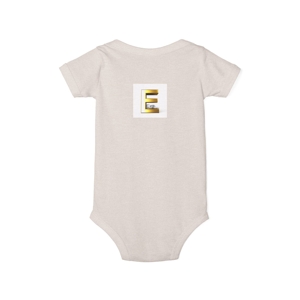 Gold Letter E Infant Onesie | Monogram Initial Baby Bodysuit