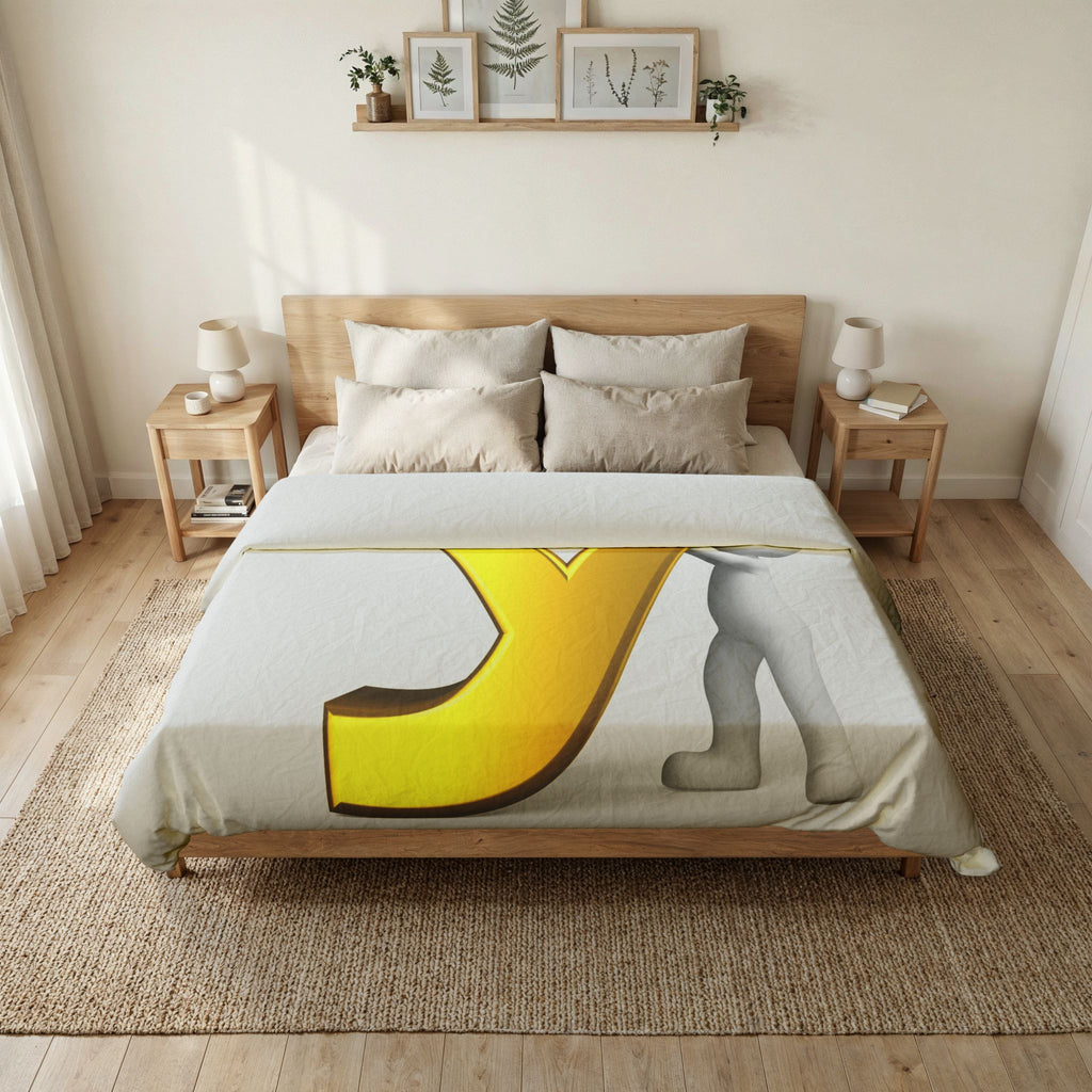 Gold Letter Y duvet cover | Monogram initial cotton duvet