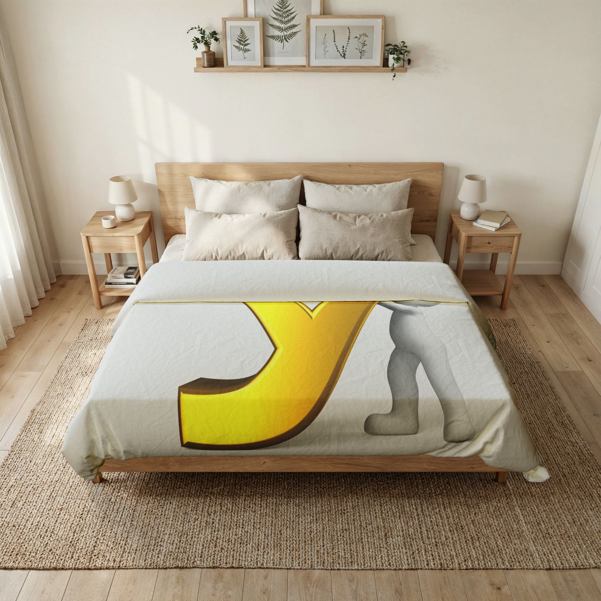 Gold Letter Y duvet cover | Monogram initial cotton duvet