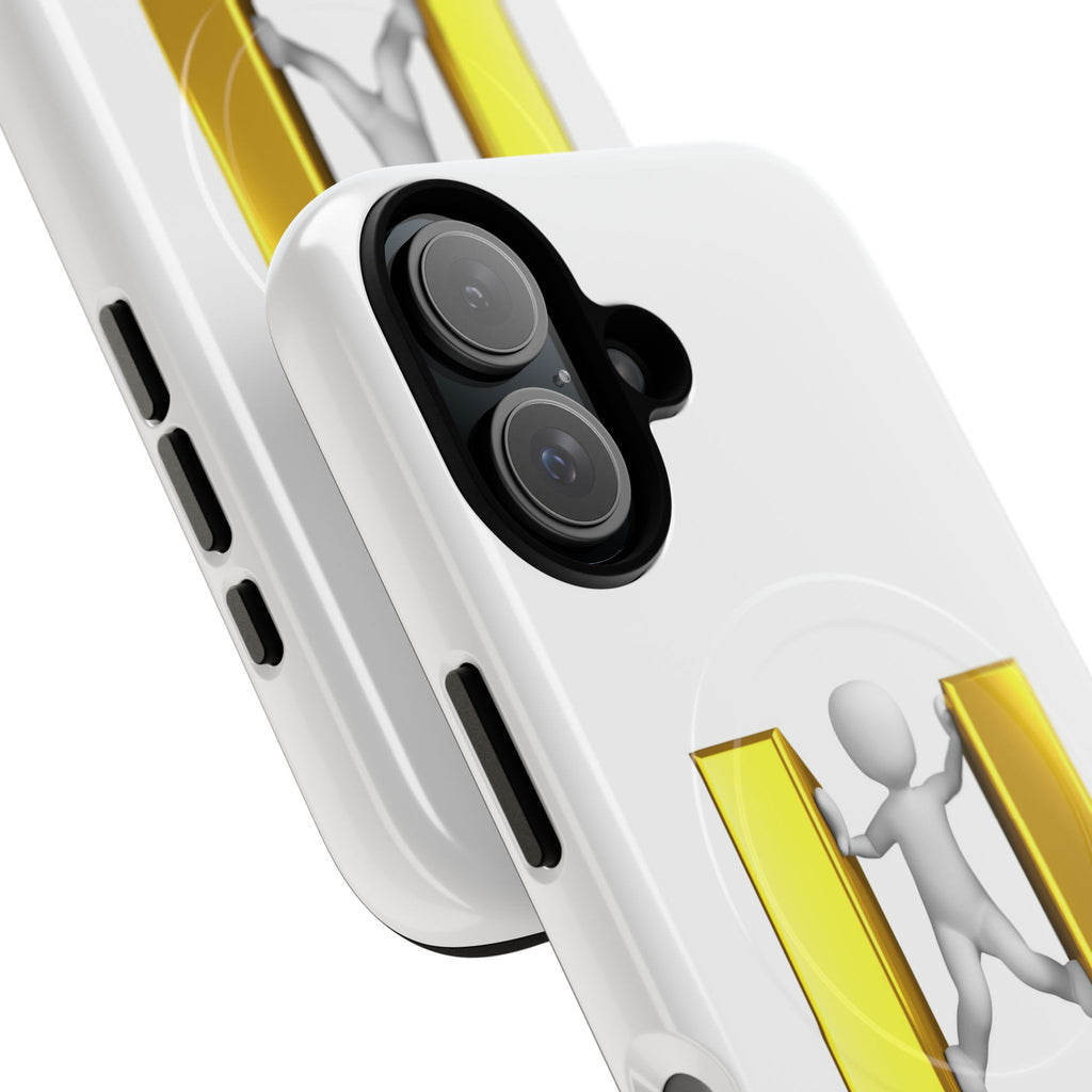 3D Gold U Letter with Stick Figure phone case | Tough Magnetic Case