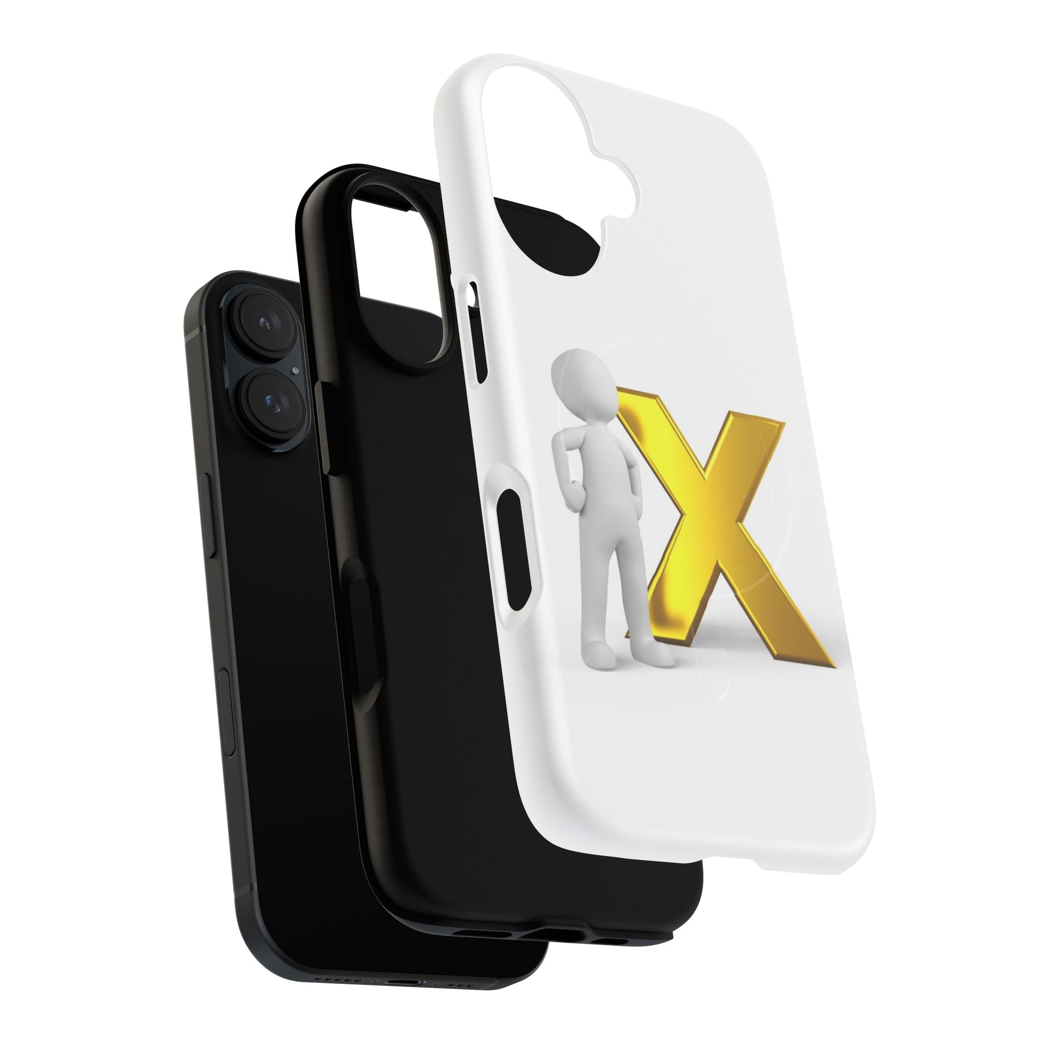 Gold X with 3D Figure iPhone Case | Tough Magnetic Case