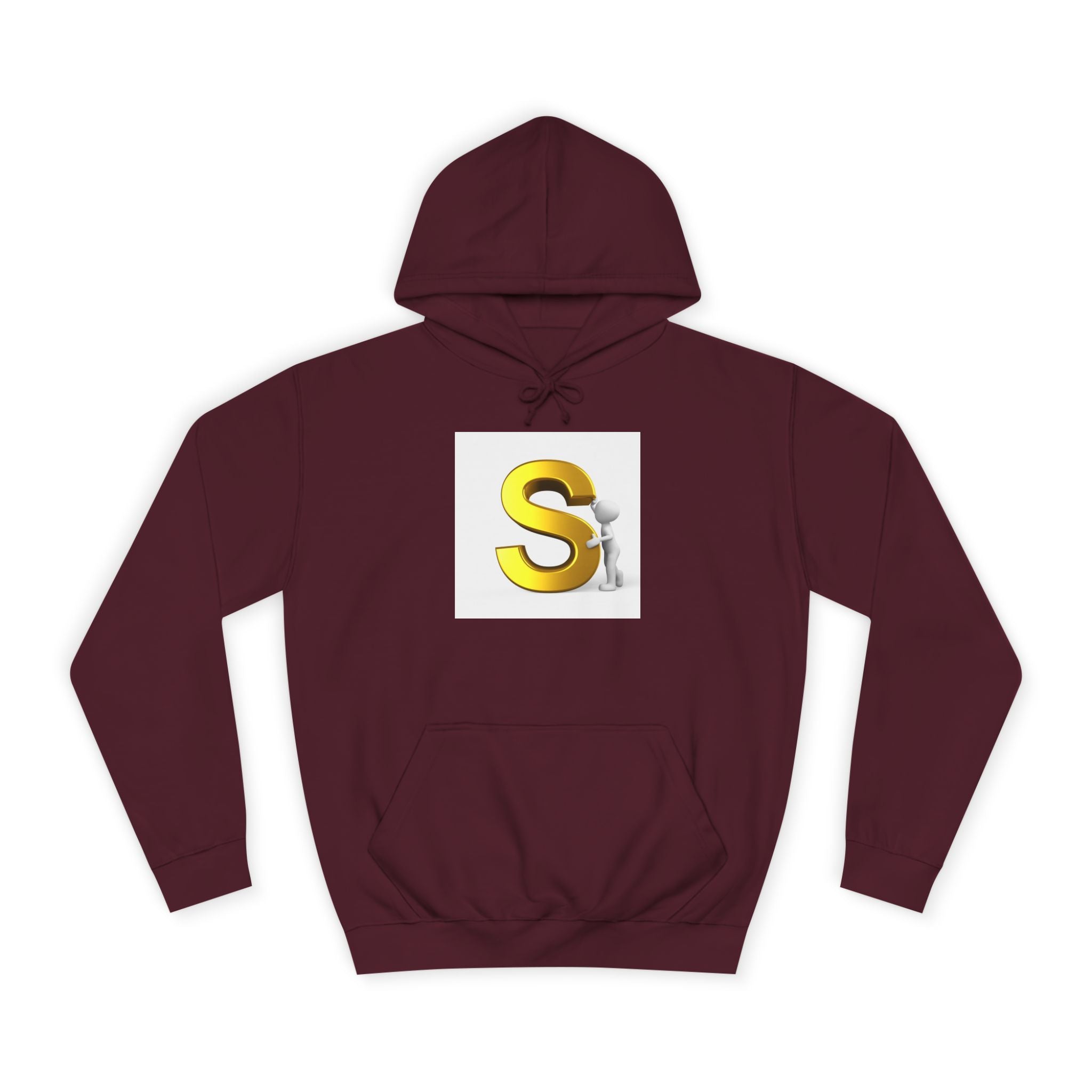 Gold Letter S with Character Hoodie | Initial Monogram Sweatshirt