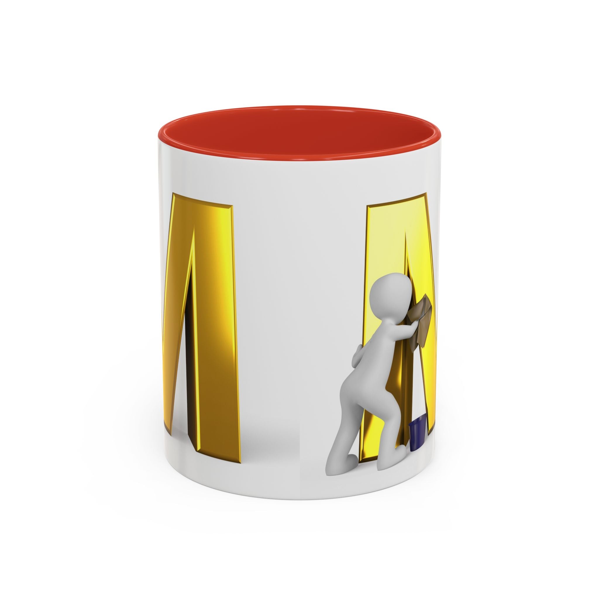 Mug de café "Lettre M dorée" avec accent de peintre | Tasse à café