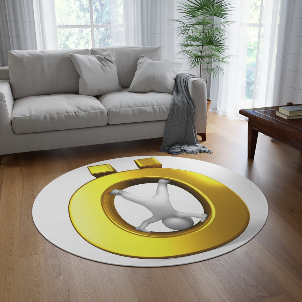 Golden Letter Ö with Figure Round Rug | Home Decor