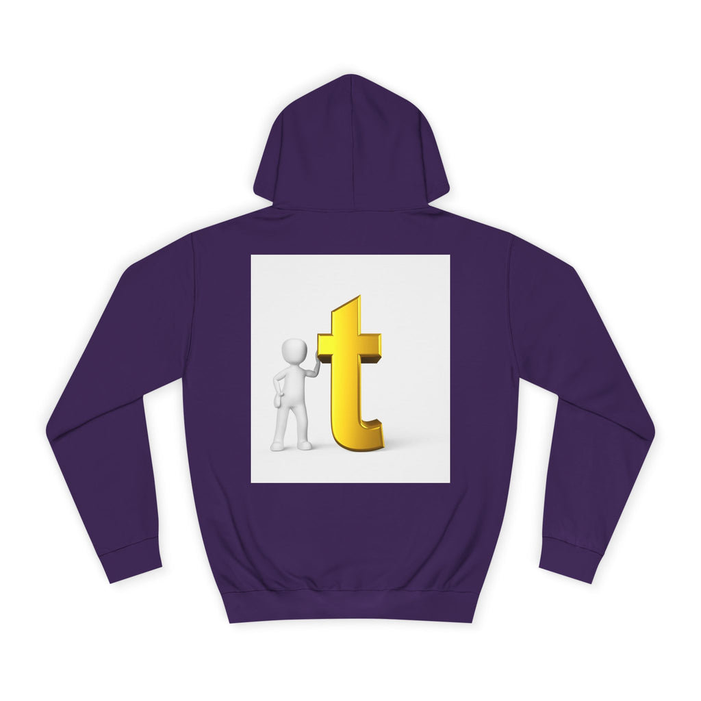 3D Gold Letter T Hoodie | Minimal Letterman Initial Sweatshirt