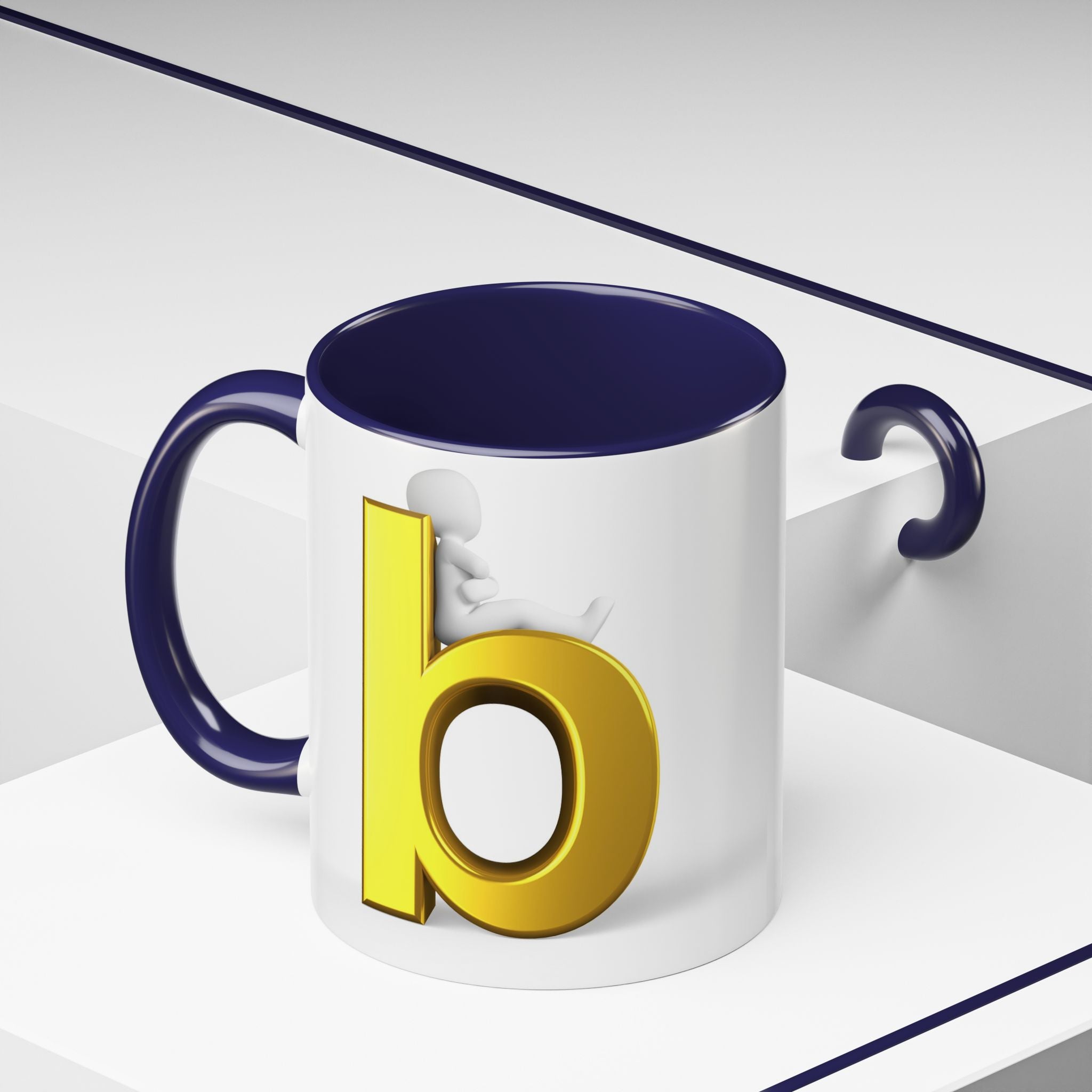 Tasse à café avec accent lettre B or | Tasse initiale monogramme lettre B