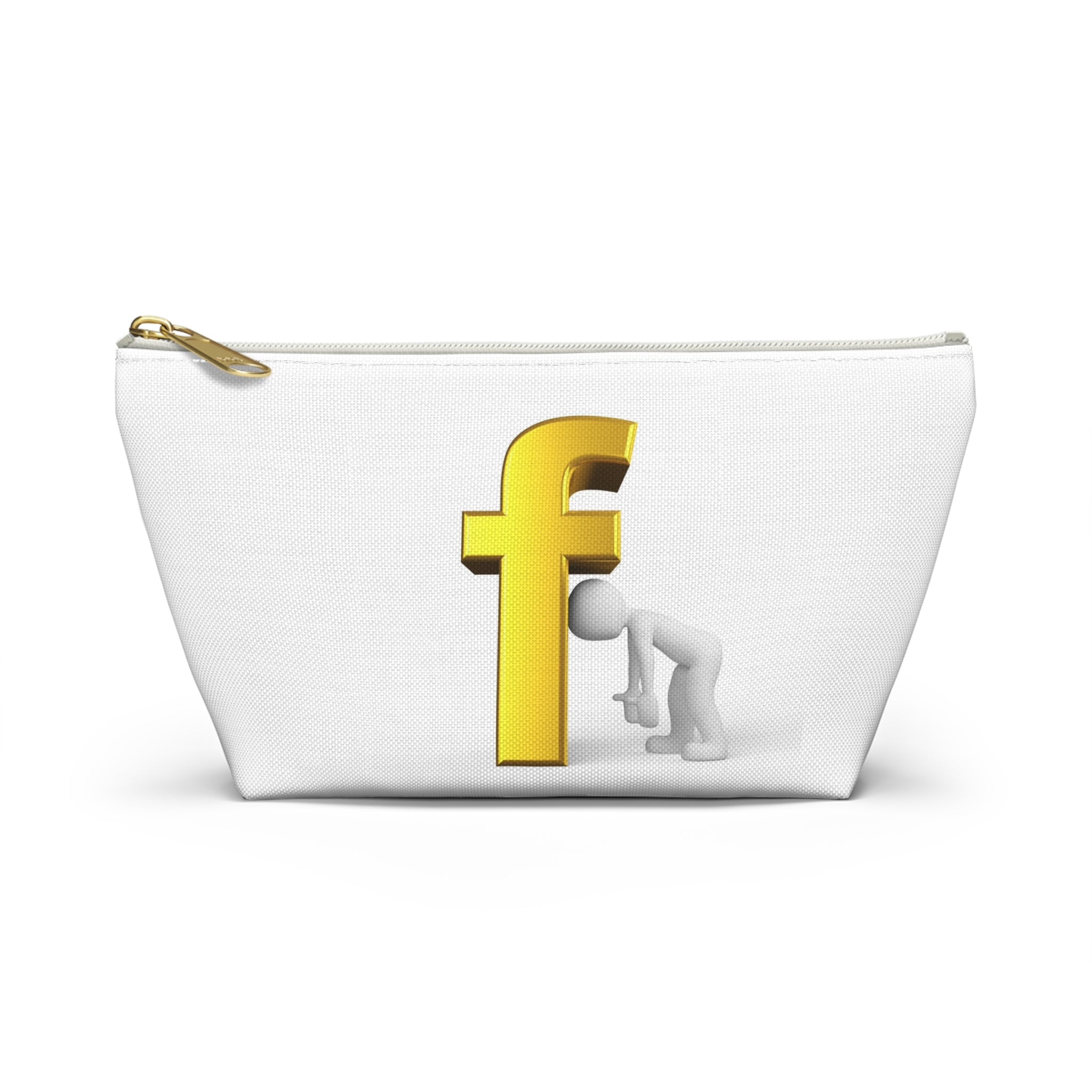 Gold Letter F with Figure Accessory Pouch | Monogram Cosmetic Bag