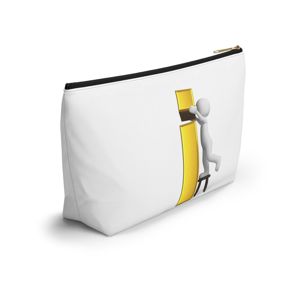 3D Stick Figure Building Gold Letter i Accessory Pouch | T-Bottom Zipper Pouch