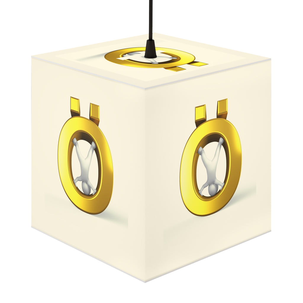 Golden Letter Ö Light Cube Lamp | Modern Minimalist Hanging Lamp