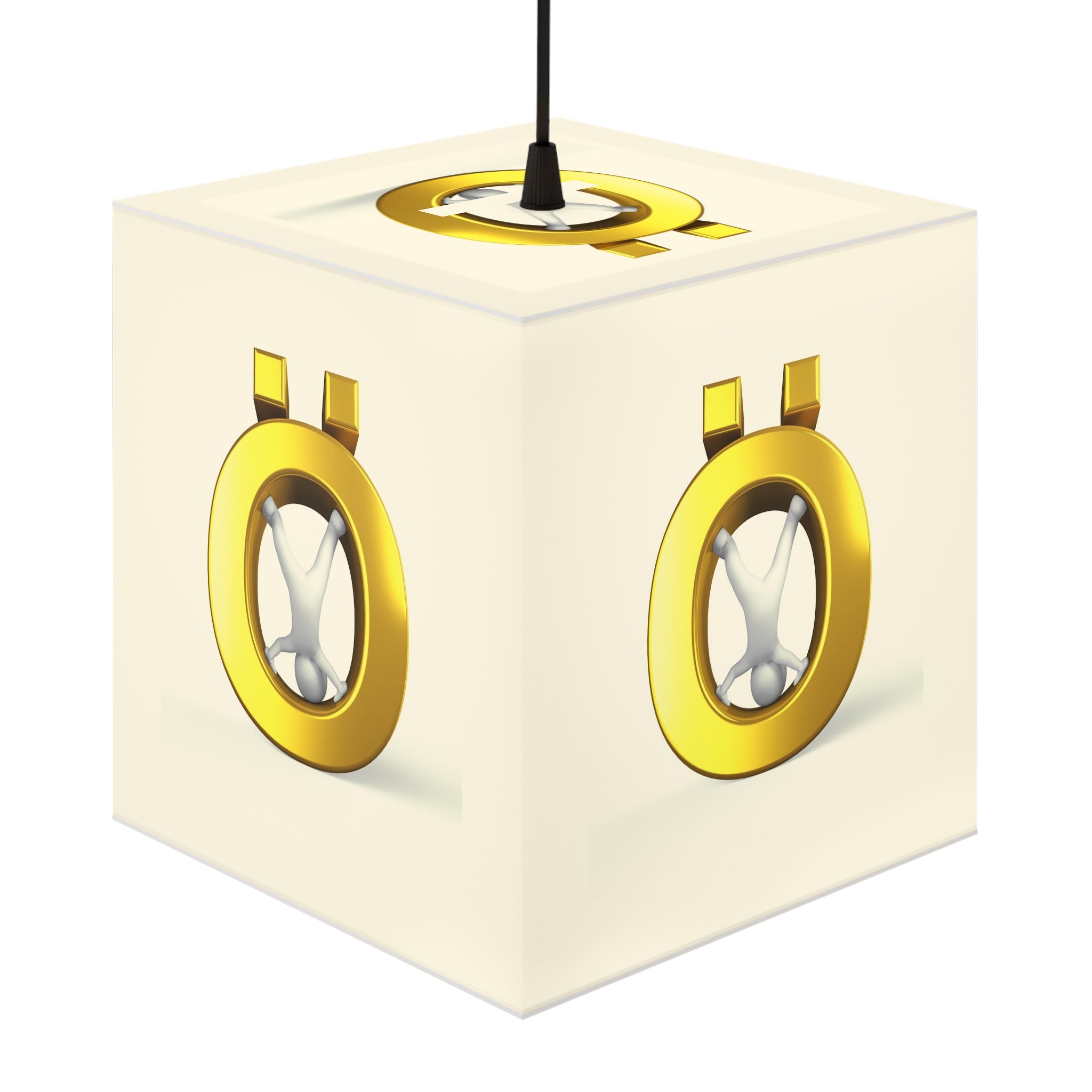 Golden Letter Ö Light Cube Lamp | Modern Minimalist Hanging Lamp