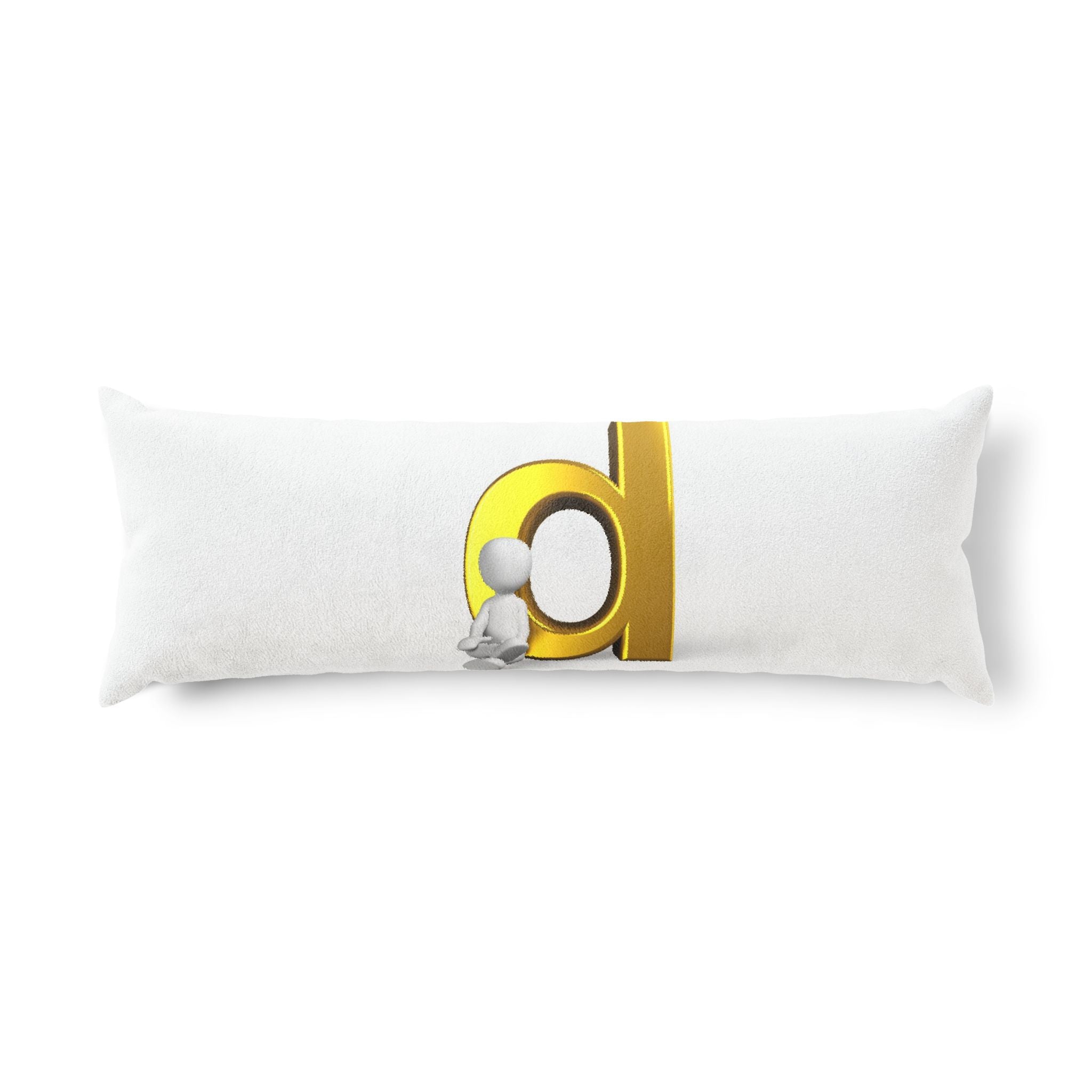Gold Letter D with Sitting Character Body Pillow | Personalized Monogram Decor