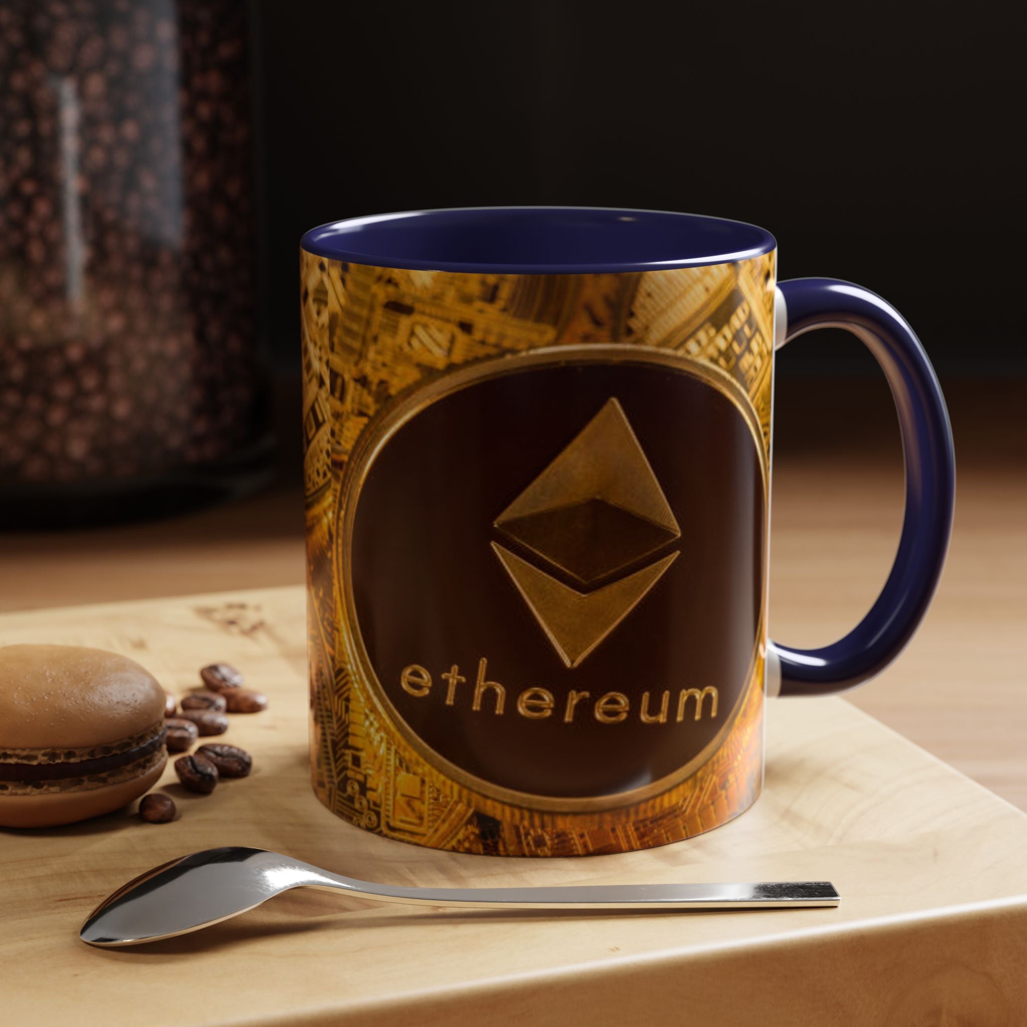 Ethereum Coin Accent Mug | Crypto Logo Coffee Mug