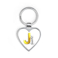 Yellow 3D Letter J with Figure Heart Keychain
