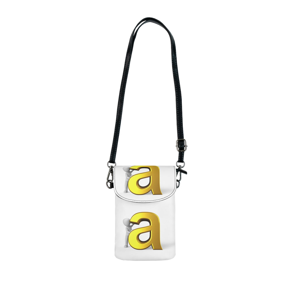 Gold Letter A Monogram Small Cell Phone Wallet | Crossbody Phone Pouch