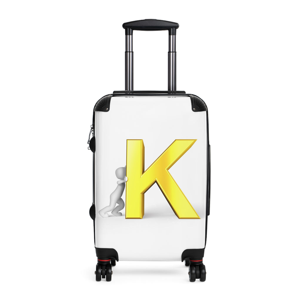 Yellow Letter K Monogram Suitcase | Personalized Initial Luggage