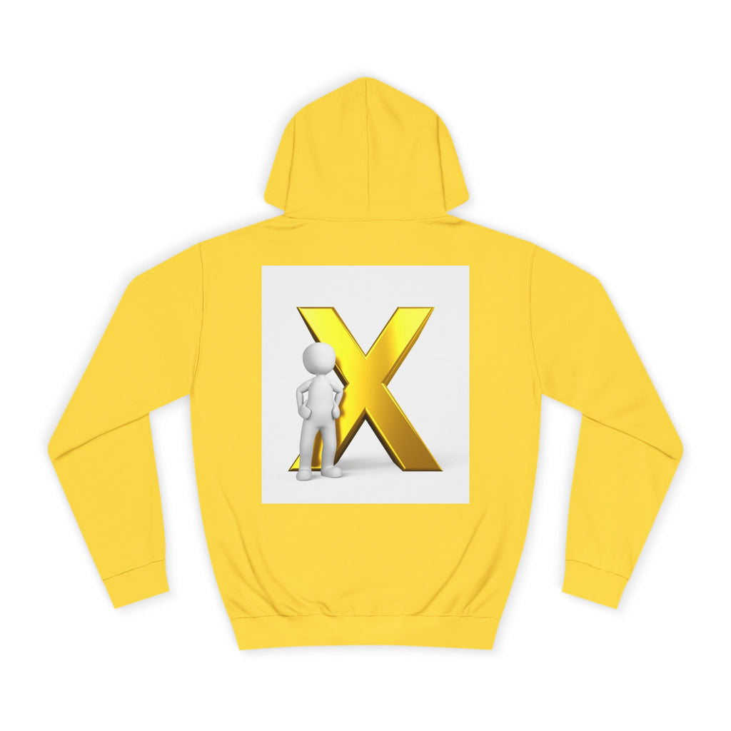 Golden Letter X Graphic Hoodie | 3D Stick Figure Initial X Sweatshirt