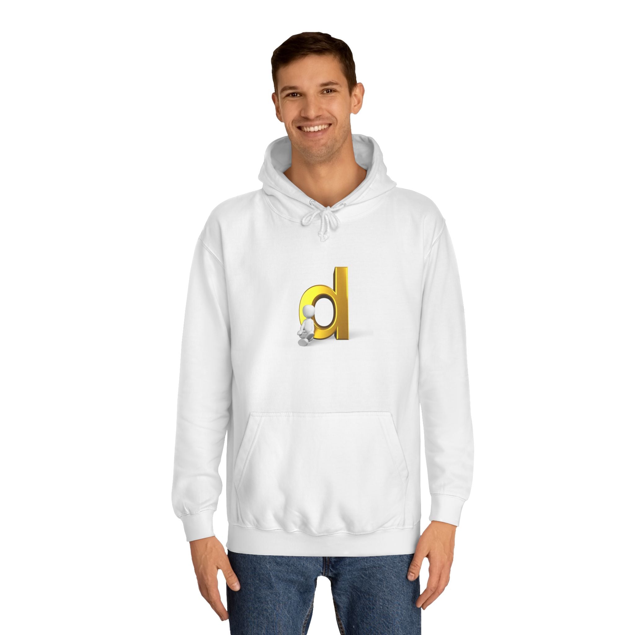 3D Gold Letter D Hoodie | Minimal Monogram Initial Sweatshirt