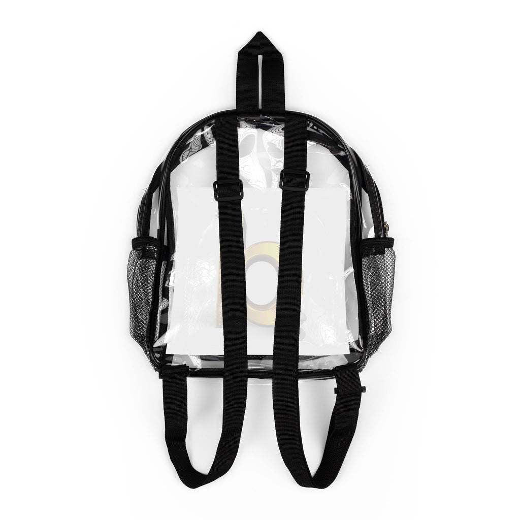 Gold Letter D Logo Clear Stadium Backpack | Clear Bag with Black Trim