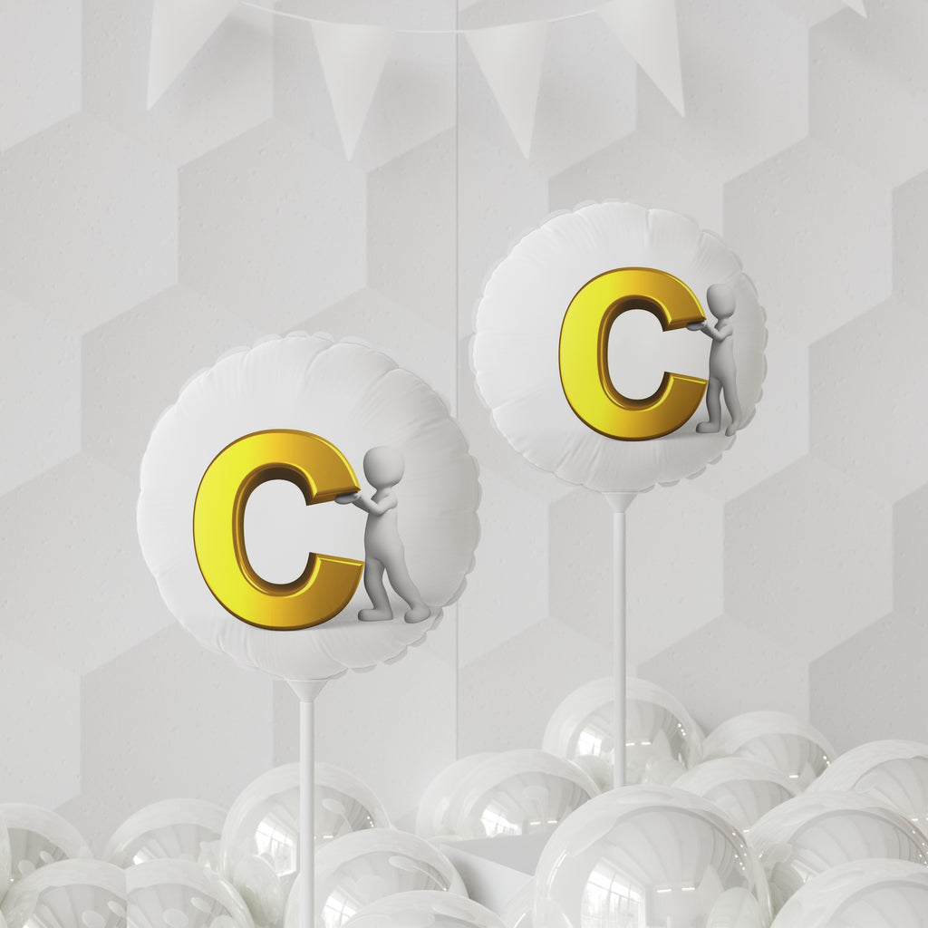Gold Letter C Balloon 11" Round Foil Balloon | Initial C Balloon